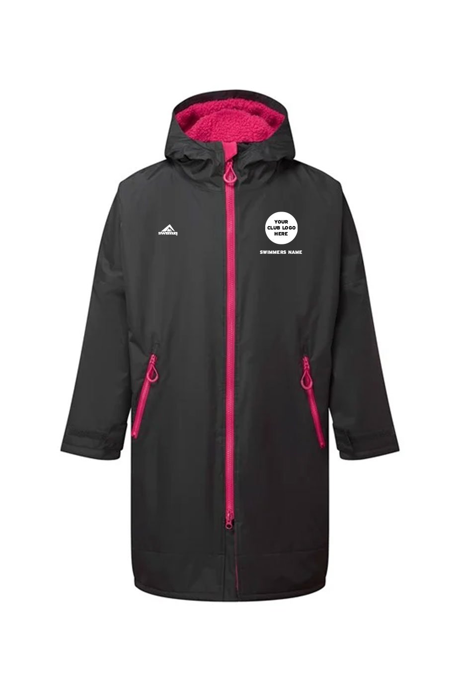 Unisex Swimzi Team Robe - Charcoal & Pink