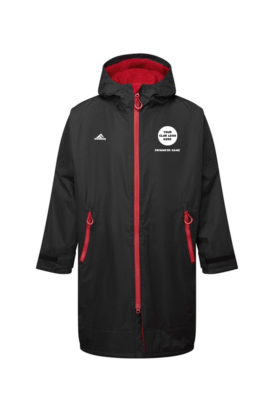 Unisex Swimzi Team Robe - Black & Red